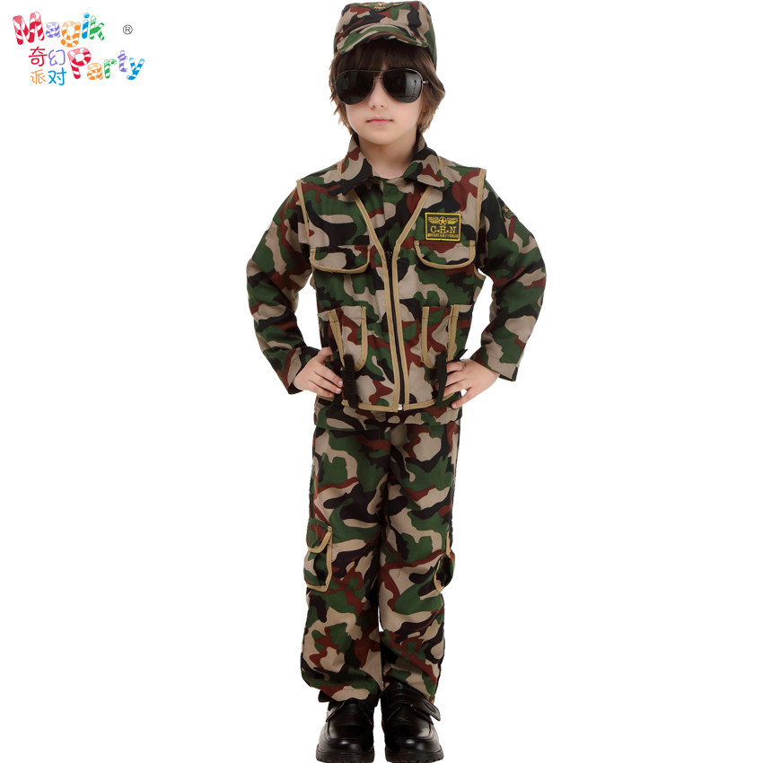 Halloween Children's Performance Costume Troops Army Special Forces Camouflate Boy Jack Uniform Performance Clothing
