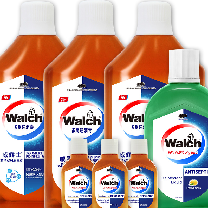 walch/威露士消毒液1Lx3+消毒液60mlx3+新加坡版除菌液330ml