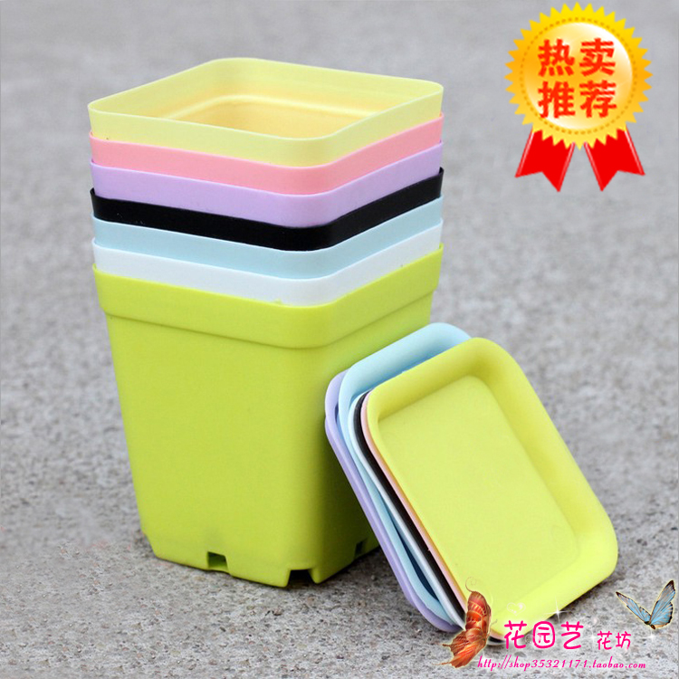 Seven-colored plastic flower basin minisquare flower pot table multi-flesh plant pot nutritional mantle wholesale