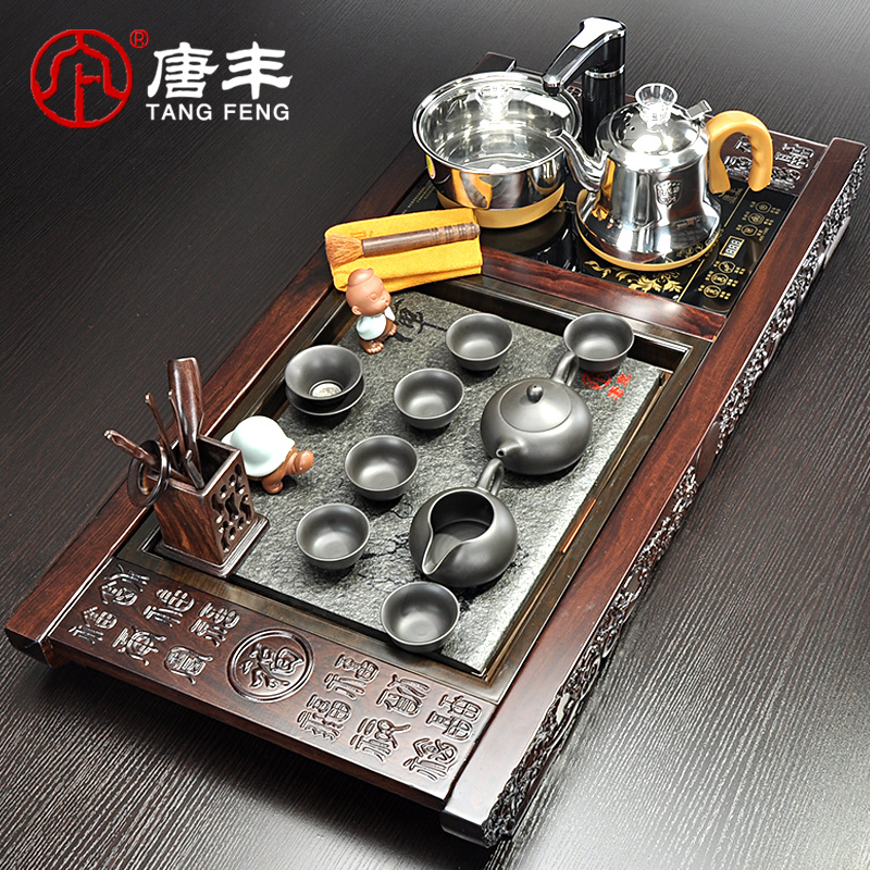 Tang Feng ebony creative sharply stone tea tray electrothermal furnace four unity TF2796 copy your up purple sand tea set