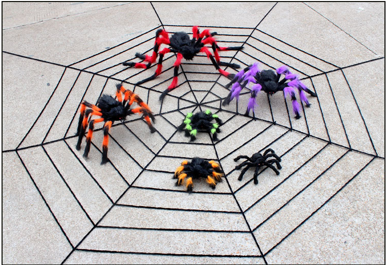 Halloween props Ghost Festival Decorative Cloth Field Props Colorful Plush Spider 1 5 m 3 m White Black Spidernet