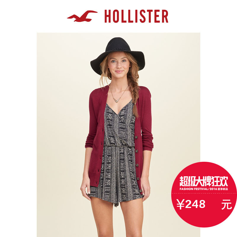 Hollister 2016春装新款棱纹饰边男孩风开衫 女 115307