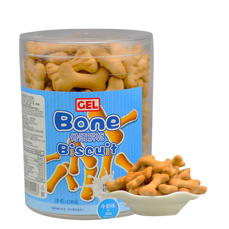【天猫超市】香港进口GEL-牛奶味罐装骨头饼干120g/罐 零食$
