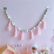 Nordic childrens room decoration ins girl princess bedroom Korean style girl heart cute pink wall dressing