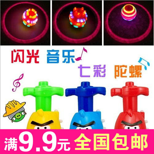 Glowing tops Angry Birds Earth Turns Cartoon Seven Color Tops Sparkling Musical Luminous Toy Pique Monkey-Taobao
