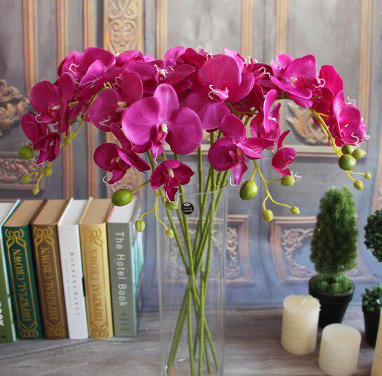 Single branch small number butterfly Lan High branch emulated silk flower fake flower bedroom living room on floor placed flower flower flower