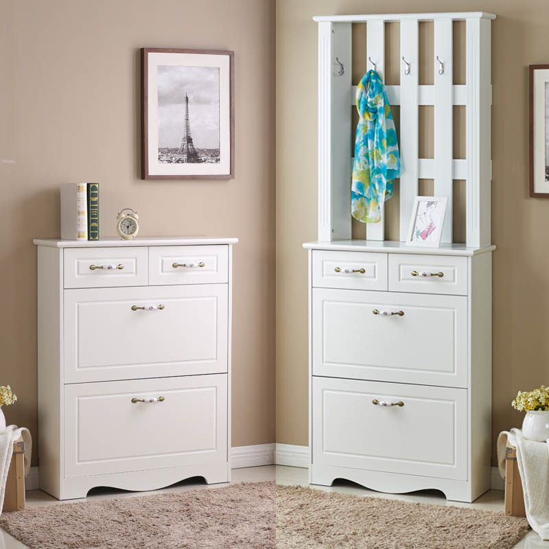 European ultra-thin dump paint shoe cabinet Foyer entrance coat cabinet White hanger shoe cabinet Fashion modern simple