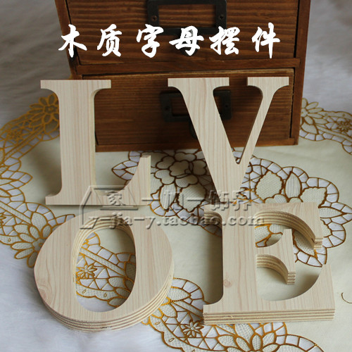 Wooden English letter ornaments wall stickers three-dimensional letters wedding wedding letter props LOGO