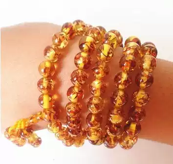 Amber beeswax necklace 108 hand string flower pepper golden flower old beeswax hand Buddha beads