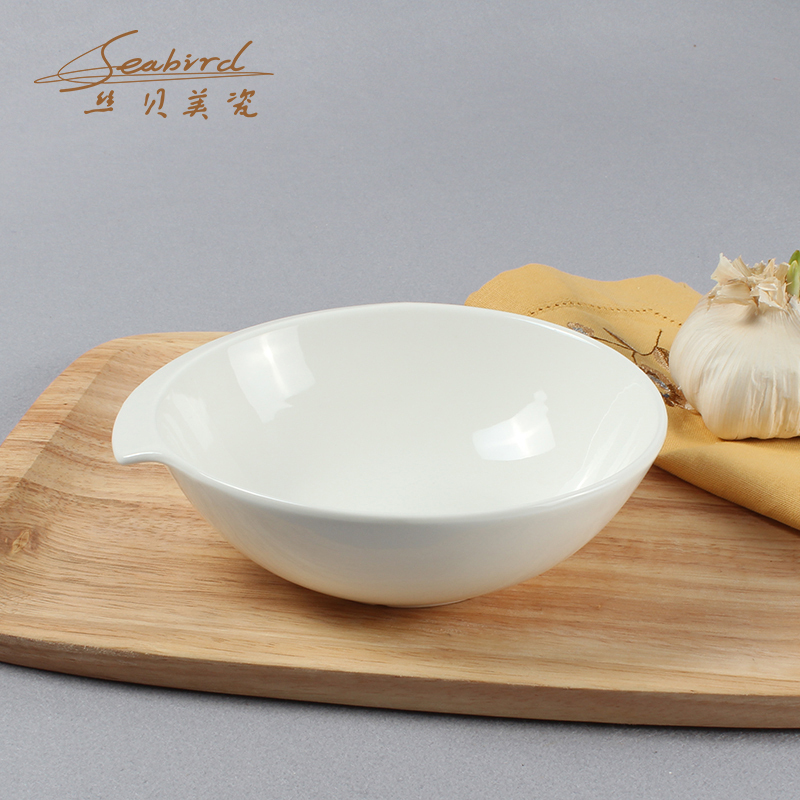 Hotel tableware abnormity bowl of pure white Korean creative household ceramic bowl dish jinbi round bowl of noodles bowl of cold dish bowl