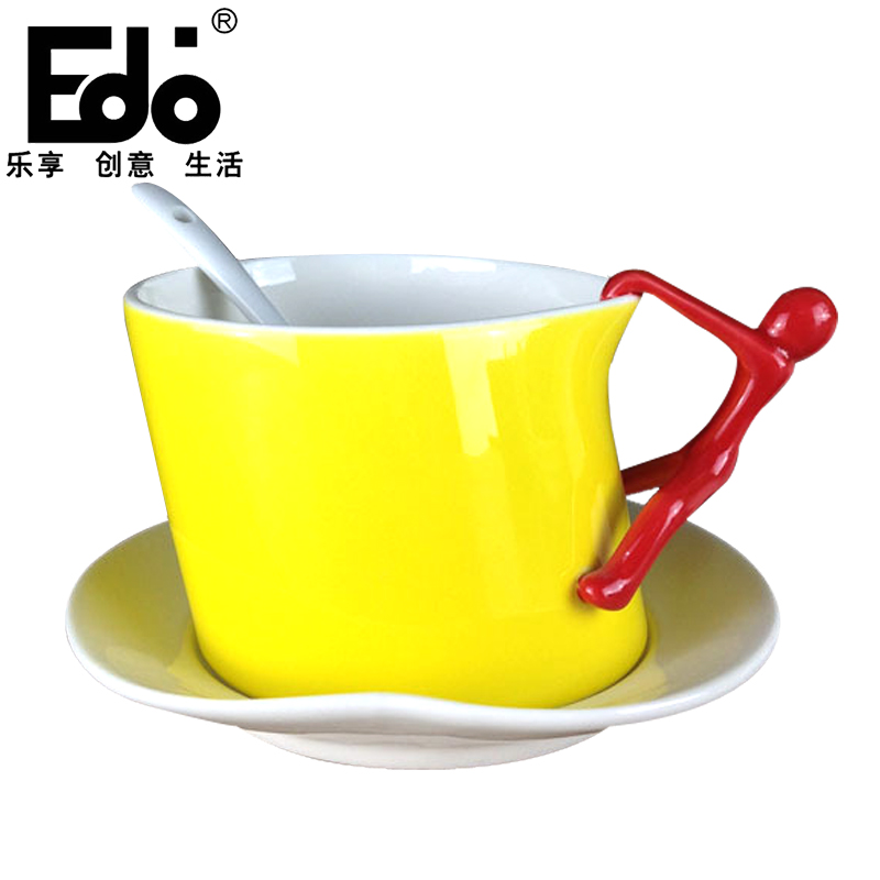 【天猫超市】edo创意咖啡杯茶杯陶瓷杯水杯马克杯牛奶杯子黄色