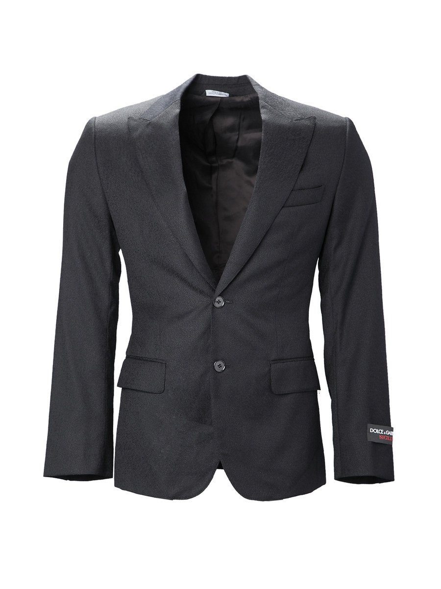 Dolce&Gabbana 黑色戗驳领两粒扣饰修身西装
