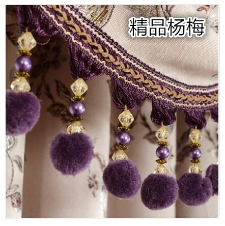 Eurostyle exploits hot selling new curtains lace poplar lace poplar plum ball upscale lace velvet ball poplar side wholesale