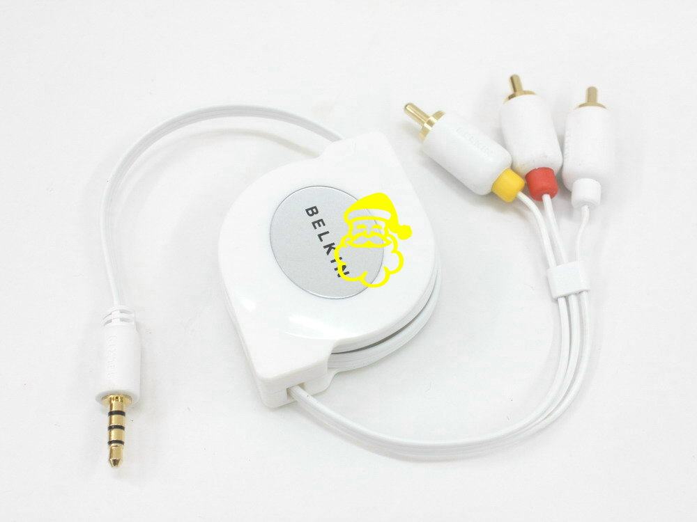 Original 3 5mm to 3RCA white telescopic audio and video cable AV cable for iPod 1 5m