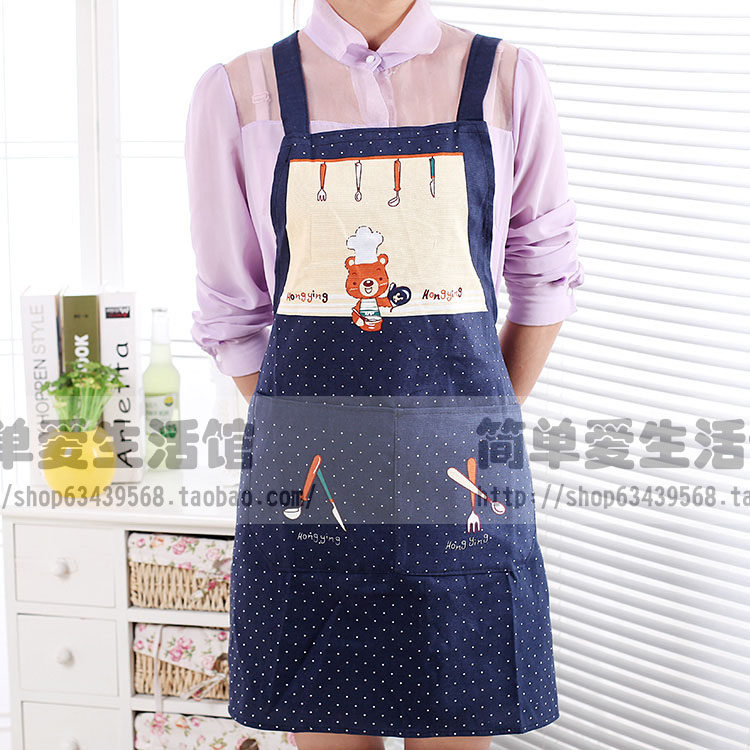 Cute cartoon canvas apron housework apron kitchen anti-oil and anti-fouling apron coveralls