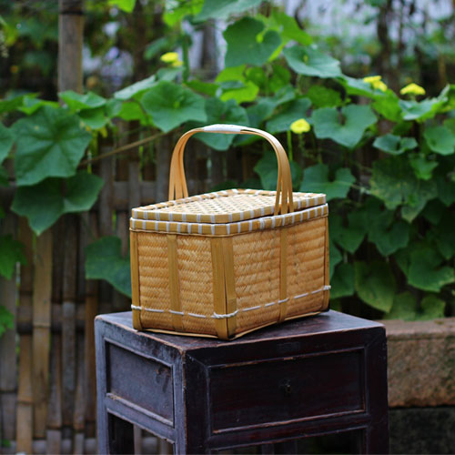 Pure handicraft bamboo basket Bamboo Woven Basket Food Basket Food Box Picnic Basket Traditional Craft Bamboo Basket
