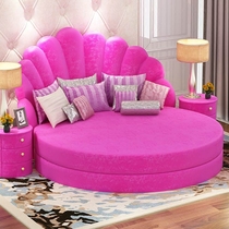European large round bed Double bed Wedding bed Modern simple fabric bed Soft bed Theme hotel Princess bed Couple bed