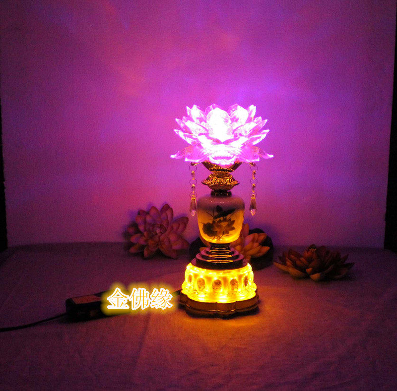 LED seven color light pink Hualien flower light turn for the Buddha's light Buddha Hall lamp Buddha for the lamp Guanyin lamp Changming lamp
