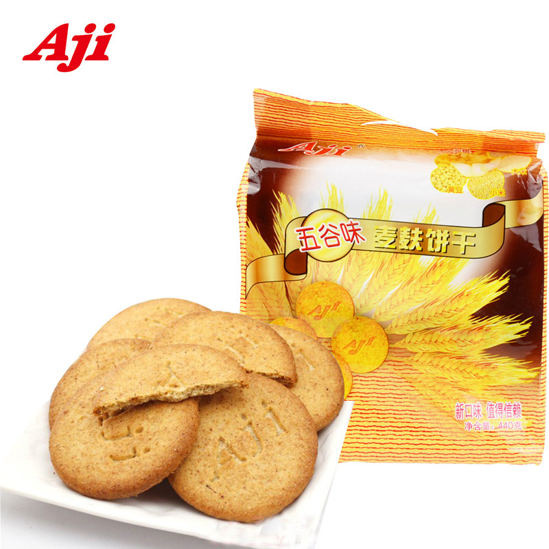 【天猫超市】Aji麦麸饼干五谷味440g克粗粮饼消化饼配牛奶更好吃$