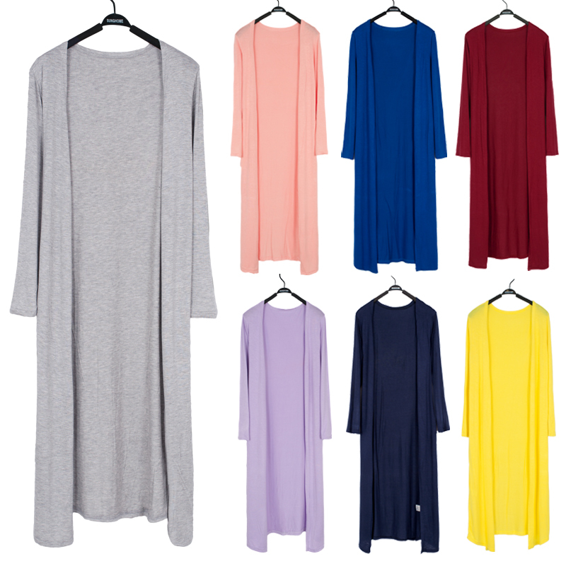 2026 Spring/Summer Korean Style Thin Extra Long Modal Cardigan Women's Shawl Sun Protection Long Sleeve Air Conditioning Shirt Jacket Plus Size