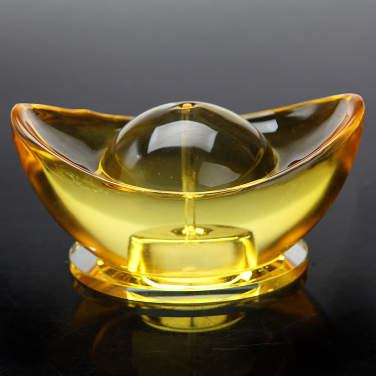 水晶香水座琉璃摆件 高档车载金元宝 车内饰品摆件招财高档创意