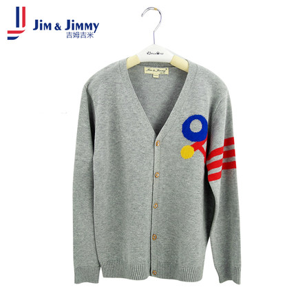 吉姆吉米童装男童毛衣春夏2017纯棉中大童针织衫夏季薄款空调开衫