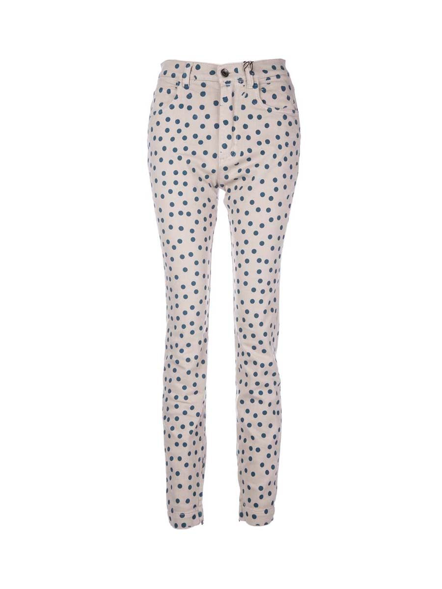 Dolce&Gabbana 浅藕色波点修身长裤