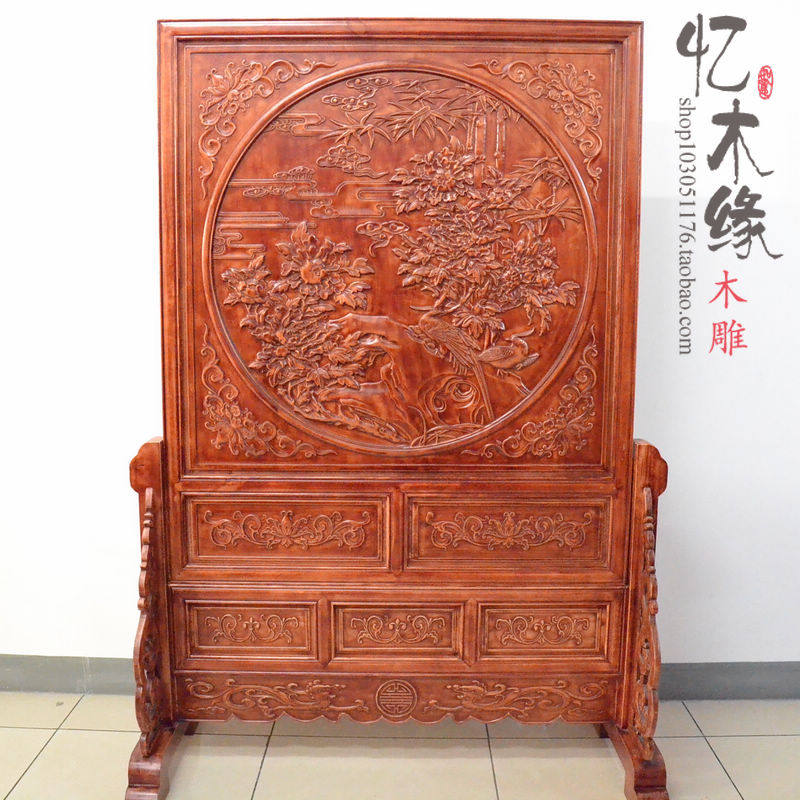 Solid wood furniture Antique Chinese Dongyang Camphor seat screen screen partition of the seat seat