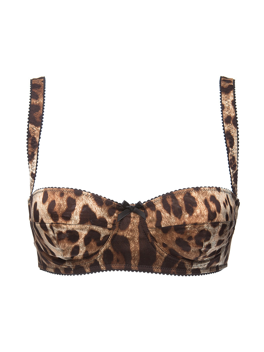 Dolce&Gabbana 豹纹印花1/2杯薄款塑形文胸