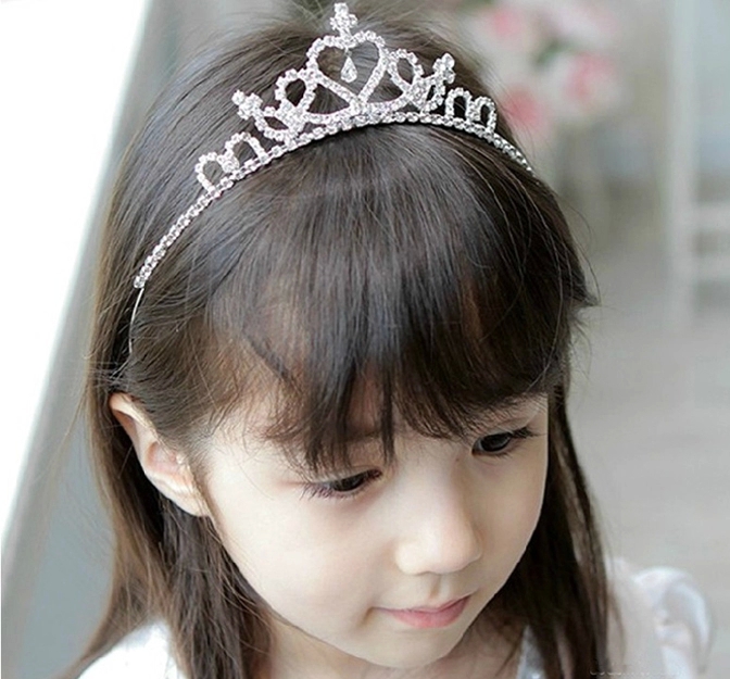 New Girl Crown Hair Hoop Child Headwear Inlaid Drill Shiny Water Drill Hair Accessories Small Princess Solid Crown Hairpin