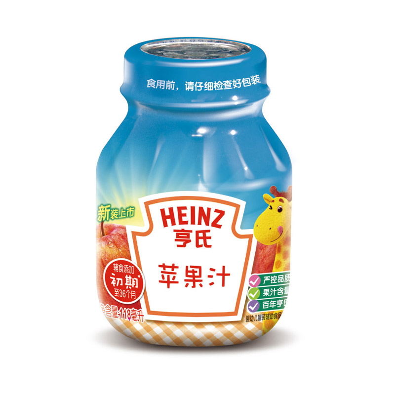 乐友孕婴童亨氏果汁苹果汁118ml婴儿辅食宝宝营养零食果汁水果汁
