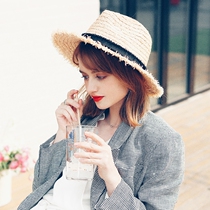 AI hand-woven Panama Jazz straw hat hat womens summer beach hat Korean version of casual wild sun hat