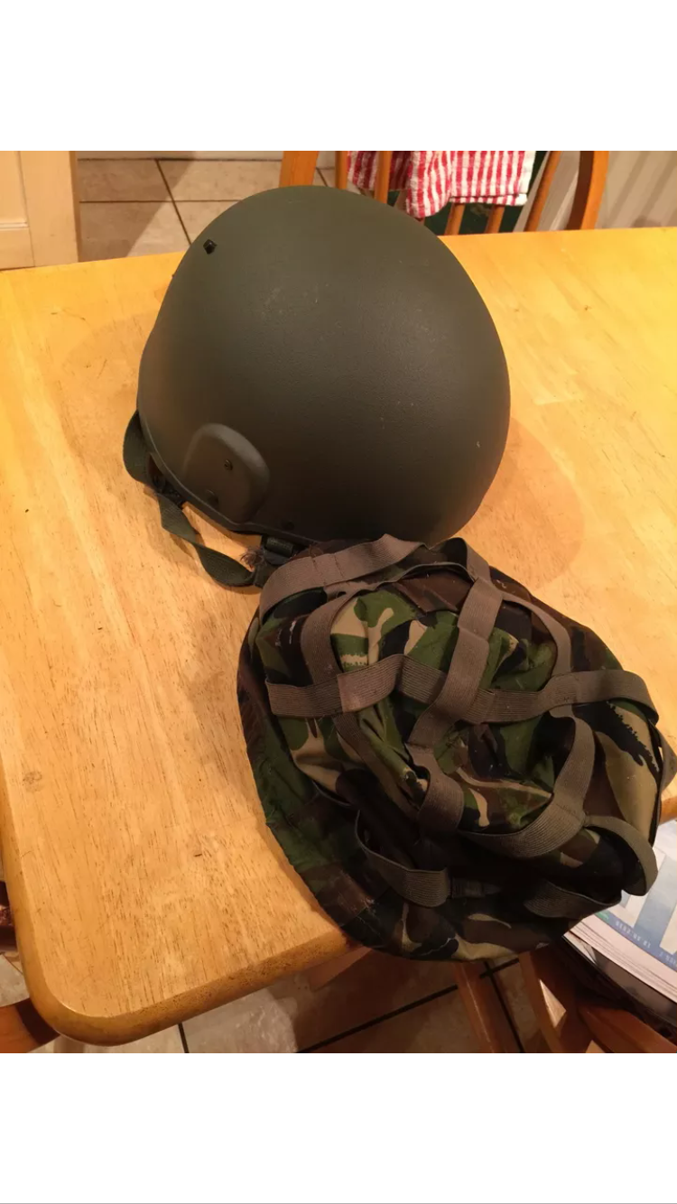 British Army original MK6 safety helmet delivered to the helmet DPM