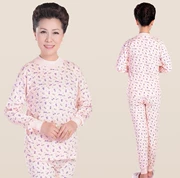 Qiuyi Qiuku Bà trung niên Cotton Cotton Đồ lót Cotton Cotton Quần áo Áo len cotton cổ cao