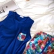 Mùa hè 2018 vài bộ đồ ngủ nữ xắt nhỏ tay áo ngắn tay trùm đầu cotton lỏng lẻo phục vụ nhà quần nam đi biển