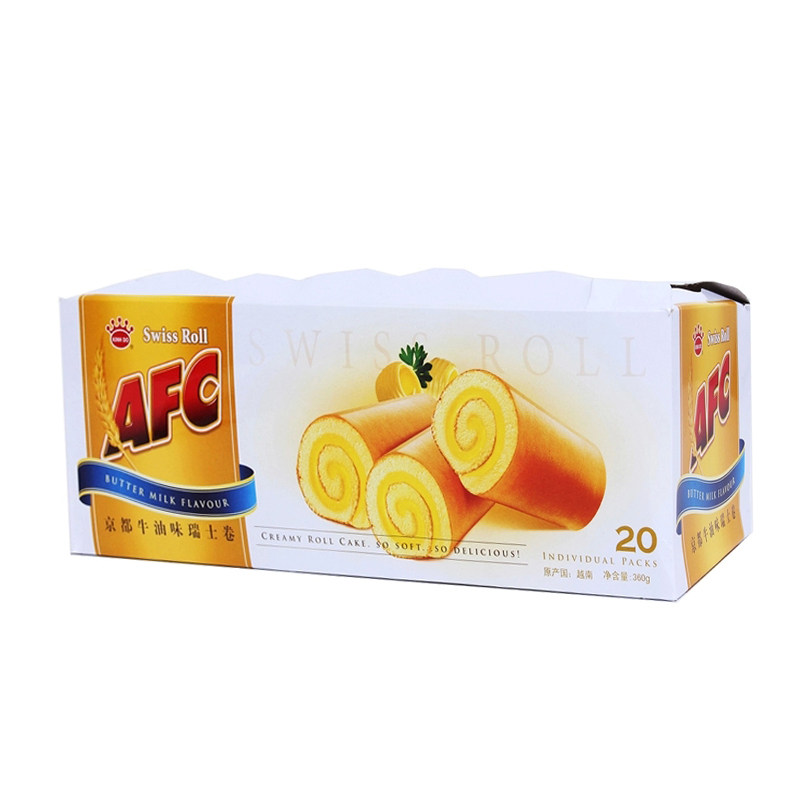 【天猫超市】越南进口京都AFC牛油味瑞士卷360g夹心蛋糕零食饼干
