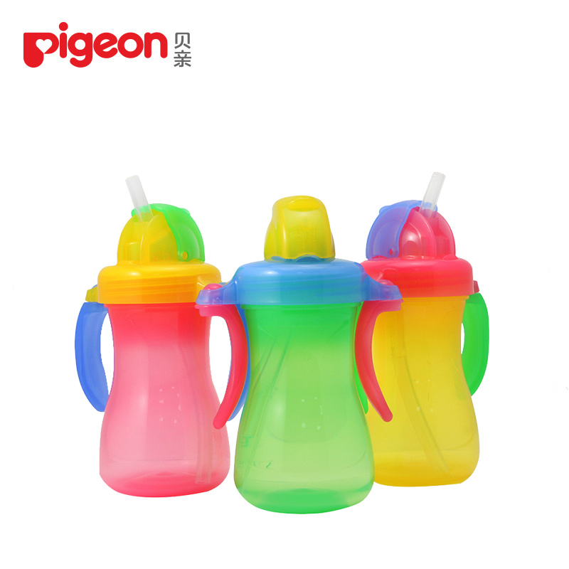 贝亲pigeon 可旋转双手柄迷你吸管杯 不含双酚A 绿/黄/粉DA45