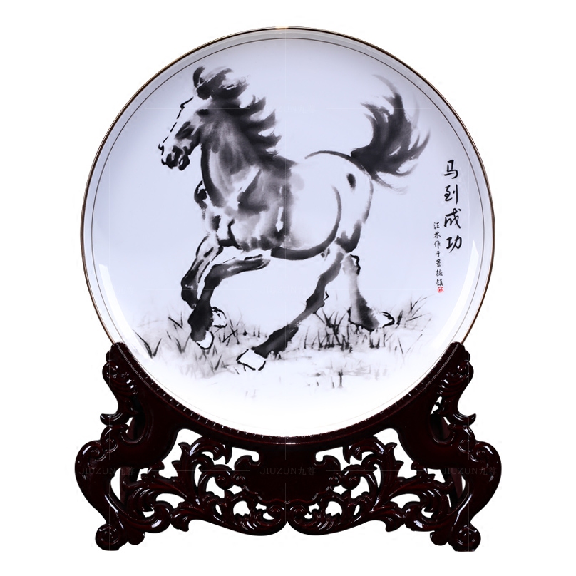 Jingdezhen ceramics see success by modern Chinese style living room decoration hanging dish dish dish handicraft
