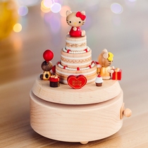 jeancard Wooden Music Box Hello Kitty Cake Send Girls Birthday Gift