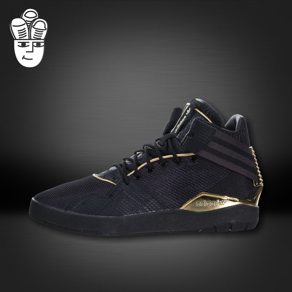 Adidas Crestwood Mid 三叶草男子中帮板鞋 时尚黑金运动休闲鞋