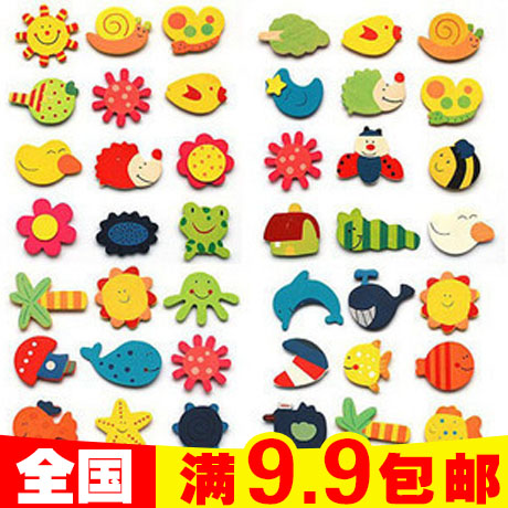 Korean creative practical trinkets Small personality Wooden cartoon stationery small refrigerator stickers Magnetic stickers Single price