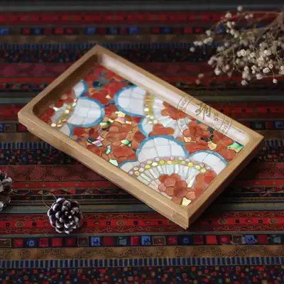 Yue Sen live in the red flower) and the wind Ukiyo-e original Japanese tea tray homestay creative small tray for one person