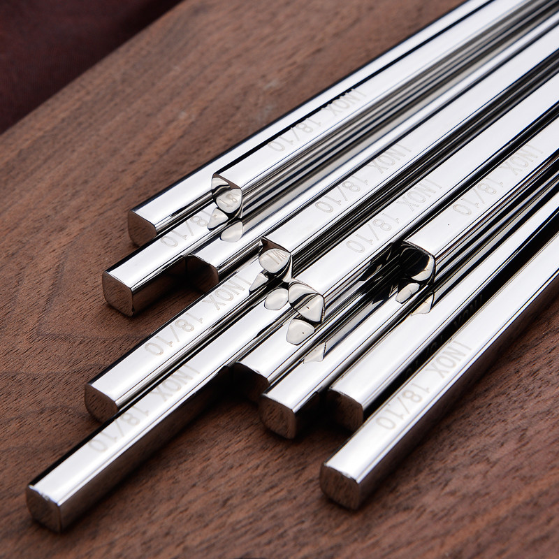 INOX18 10 stainless steel chopsticks 304 thickened hollow anti-burn square chopsticks One pair 5 Double 10 Double