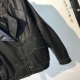 Phong cách Harajuku da nữ mùa xuân và mùa thu thủy triều Phiên bản Hàn Quốc giản dị hoang dã bf gió ngắn đoạn lớn túi đứng cổ áo khoác da PU - Quần áo da áo da xịn Quần áo da