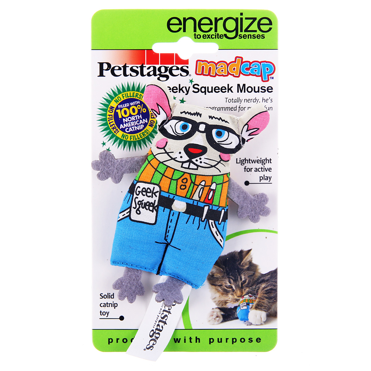 波奇网 宠物用品猫玩具petstages内含猫草香古怪书呆鼠猫咪玩具