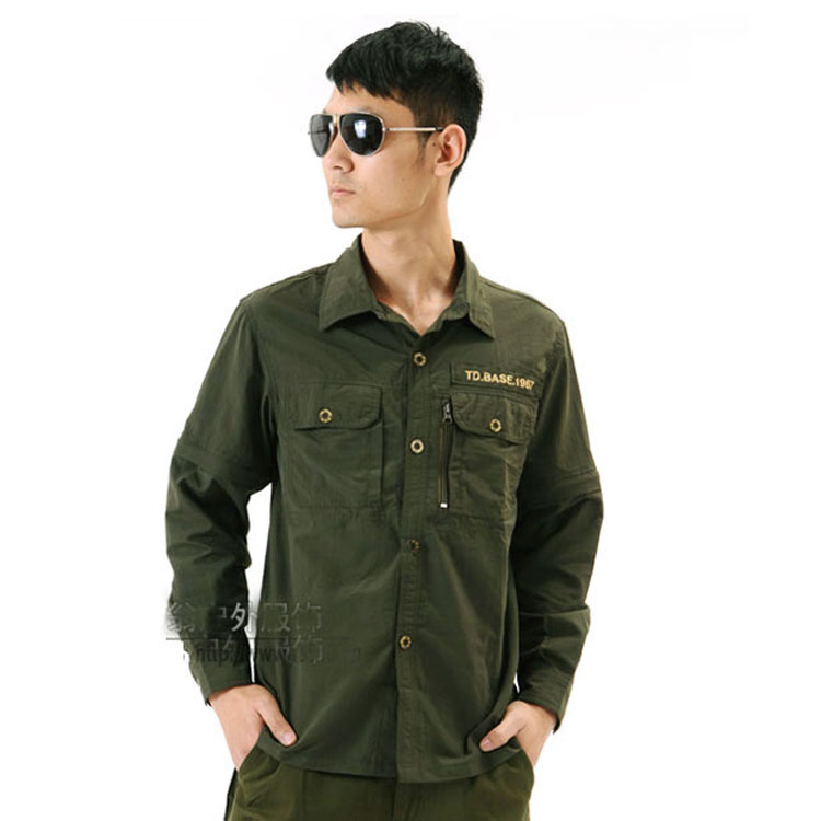 Thunder base men's short sleeve quick-drying shirt lightweight and breathable multi-bag