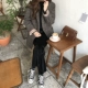 [ELINASEA] Xiaohai phiên bản Hàn Quốc của kẻ sọc cổ điển sau khi chia đôi áo khoác dài tay đôi ngực nữ X