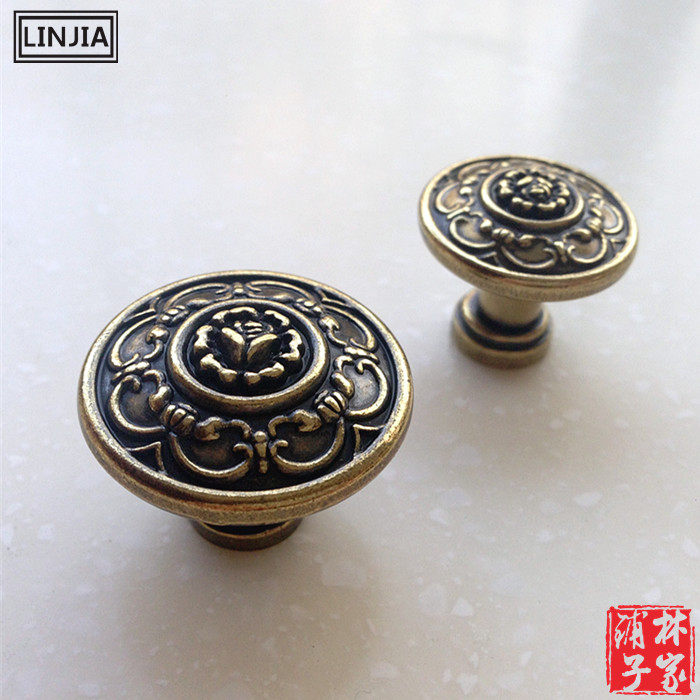 Green Bronze European Antique Retro Wardrobe Door Drawer Carved Handle Simple Furniture Rural Handle 1173