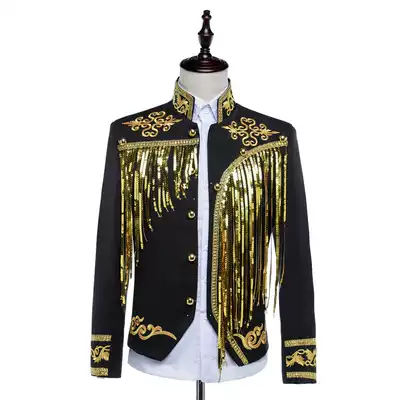 Men's Palace Costume Prince suit European sequin embroidered costume photo studio Spanish tassel stage drama costume