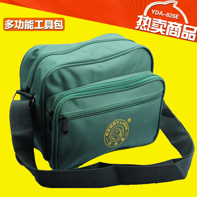 Baidu Lion Single Shoulder Slip Bag Hardware Toolkit thick Polyester Canvas Toolbag Receivable Pocket